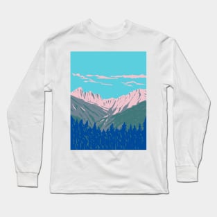 Mount Olympus in Olympos National Woodland Park Greece WPA Art Deco Poster Long Sleeve T-Shirt